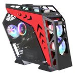 Izoly Argb Cyberpunk Robotic Ax9 Black - Red 5X12cm Full Glass Oyuncu Bilgisayar Kasasi