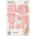 İZYALİF BABY Kız Erkek Bebek Organik 7li Hastane Çıkış Seti Battaniye Dahil Pamuklu Fitilli 50-56cm 0-3 ay