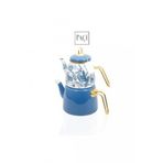 J-150 200801 Huqahome Emaye Çaydanlık Takımı Mavi Yaprak Çaydanlk Elite 200801