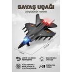 J-31 Gyrfalcon Işıklı Sesli Metal Savaş Uçağı - Geriye Çek Bırak Model Oyuncak Uçak 22 Cm