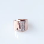 J Harfi Baget Taşlı Rose Gold Kaplama Gümüş Yüzük