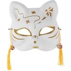 J Japon El-Boyalı Tilki Maskesi Kabuki Kitsune Yarım Yüz Maskesi Anime Cosplay Cadılar Bayramı Partisi Masquerade Kostüm Sahne (Yurt Dışından) - Renkli - Yok