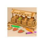 J TOYSS Ahşap Manav Tezgahı Puzzle | Eğitici Market Oyuncak | Matematik ve Rol Oyunu Seti