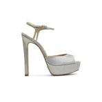Jabotter Brida Simli 14 Cm Platform Topuklu Ayakkabı,Çizgili Lame 40