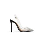 Jabotter Clara Saten 10 Cm Stiletto,Şeffaf Siyah Taşlı 36