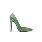 Jabotter Delbin Süet 12 Cm Stiletto,Yeşil Taşlı 37