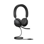 Jabra Evolve2 40 PC Headset – Gürültü Önleyici UC Sertifikalı Stereo Kulaklıklar 3 Mikrofon Çağrı Teknolojisi – USB-A Kablosu – Siyah