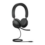 Jabra Evolve2 40 SE - Genişletilmiş USB-C Kablosu, Gürültü Azaltma ve 3 Mikrofon Teknolojili Stereo Kulaklık - Tüm Önde Gelen Birleşik İletişim Platformları ile Uyumlu - Siyah