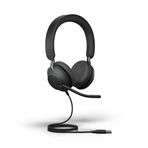 Jabra Evolve2 40 SE Kablolu Stereo Gürültü Önleyici Kulaklık - 3-Mic Çağrı Teknolojisi ve USB-A Kablosu Özellikleri - Zoom ve Google Meet gibi Tüm Önde Gelen Birleşik İletişim Platformlarıyla Çalışır