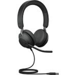 Jabra Evolve2 40 SE – Kablolu stereo kulaklık, gürültü azaltma ve 3 mikrofon teknolojisi – USB-A kablosu – MS Teams sertifikalı, diğer platformlarla da uyumludur – siyah