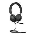 Jabra Evolve2 40 SE – Kablolu stereo kulaklık, gürültü azaltma ve 3 mikrofon teknolojisi – USB-A kablosu – tüm önde gelen Unified iletişim platformları ile uyumlu – siyah