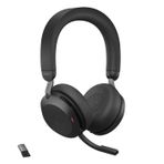 Jabra Evolve2 75 PC 8 Mikrofon Teknolojili Kablosuz Kulaklık - Gelişmiş Aktif Gürültü Engelleme özelliğine sahip Çift Köpük Stereo Kulaklık, USB-A Bluetooth Adaptörü ve MS Teams Uyumluluğu - Siyah