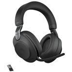 Jabra Evolve2 85 MS kablosuz kulaklık, Link380a, Stereo, siyah – kablosuz Bluetooth kulaklık, aramalar ve müzik için, 37 saat pil ömrü, gelişmiş gürültü önleyici kulaklık