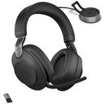 Jabra Evolve2 85 UC kablosuz kulaklık, Link380a ve şarj standlı, stereo siyah – kablosuz Bluetooth kulaklık, aramalar ve müzik için, 37 saat pil ömrü, gelişmiş gürültü önleyici kulaklık