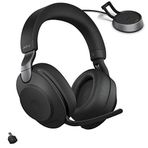 Jabra Evolve2 85 UC kablosuz kulaklık, Link380c & şarj standı, stereo, siyah – kablosuz Bluetooth kulaklık, çağrı ve müzik için, 37 saat pil ömrü, gelişmiş gürültü engelleyici kulaklık