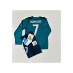 jabuka Real Madrid 2018 Cristiano Ronaldo Turkuaz Röveşata Uzun Kol Çocuk Forması (ARMALI SET)