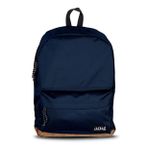 Jacbag Campus-Deri Tabanlı Üç Bölmeli Lacivert Sırt Çantası (Okul, Günlük, Seyahat)