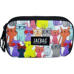 Jacbag Double Cover -Çift Kapaklı Kalem Kutusu - Açık Gri - Açık Pembe