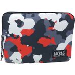 Jacbag Fermuarlı Tablet Çantası 10-11 İnç Tabletler İçin Suya Dayanıklı Polyester Malzeme - Kırmızı - Beyaz