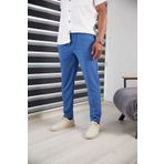 JACK CAPRİO Erkek Slım Fıt Mavi Jogger Pantolon Double Paça Yüksek Kalite Desenli Kumaş Likralı