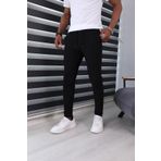 JACK CAPRİO Erkek Slim Fit Siyah Jogger Pantolon Parçacıklı Kumaş Özel desenli