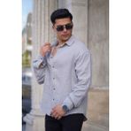Jack Caprio Keten Italyan Kesim Özel Kalıp Erkek Düz Gömlek Likralı Terletme Yapmaz - Gri - XL