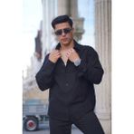 Jack Caprio Keten Italyan Kesim Özel Kalıp Erkek Düz Gömlek Likralı Terletme Yapmaz - Siyah - XL