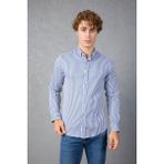 JACK CARISMA Çizgili Pamuk Likralı Slim Fit Erkek Gömlek - 2XL - Lacivert