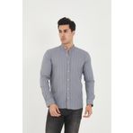 jack carisma Hakim Yaka Çizgi Likra Pamuk Keten Doku Slim Fit Erkek Gömlek