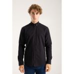 JACK CARISMA Oversize Pamuk Keten Dokulu Erkek Gömlek - 2XL - Siyah