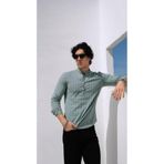 jack carisma Slim Fit Açık Yeşil Yarım Pat Hakim Yaka Esnek Pamuklu Erkek Gömlek