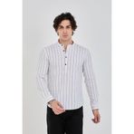 jack carisma Slim Fit Beyaz Yarım Pat Hakim Yaka Esnek Pamuklu Erkek Gömlek