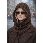 Jack Ferrero Kadın Triko Örgü Balaclava Bere Şapka, Kahverengi-Desenli, M Beden