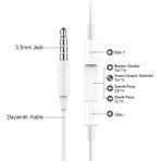 Jack Girisli Beyaz Kablolu Kulaklik Ios Android Uyumlu 3.5 Mm Kulaklik