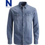 Jack & Jones 12138115 Erkek Jjesherıdan Shırt L/s Noos Denim Gömlek - XS - Renkli