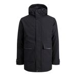 Jack & Jones 12211896 Kapüşonlu Siyah Erkek Kaban
