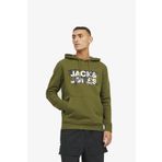 Jack & Jones 12240214-Olive Jcodust Sweat Hood Sn Erkek Haki Sweatshirt