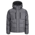 Jack & Jones 12241174 Gri Jcoyog Puffer Erkek Günlük Mont