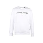 Jack & Jones 12245593-White Jprblajason Branding Sweat Crew Neck Erkek Beyaz Sweatshirt