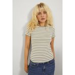 Jack & Jones 12249830 Jxgigi Str Ss Stripe Tee Jrs Sn Kadın Tişört - XS - Yeşil