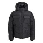 Jack & Jones 12256858 Jjbuıld Puffer Kapüşonlu Siyah Erkek Mont