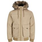 Jack & Jones 12258409 Jjconstruct Faux Fur Bomber Erkek Kadife Kürklü Ceket - Bej