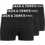 Jack & Jones 3'lü Siyah Boxer Paketi XL Beden Erkekler için Düz Desen ve Konfor