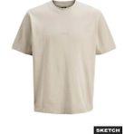 Jack & Jones Bej Erkek Regular Fit T-Shirt 12273217 Jcotarmac Fabrıc Tee Crew - Ekru - XL