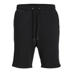 JACK & JONES Bermuda Sweat Şort Kısa Konforlu Fit Pantolon Diz Boyu Yan Cepli, Siyah, L