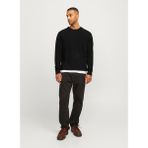Jack & Jones Bisiklet Yaka Relaxed Siyah Erkek Kazak 12257854_RDDBROOKS Knıt Crew Neck L - M