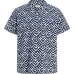 Jack & Jones Büyük Beden Resort Yaka Kisa Kollu Gömlek - Milo - 01-Mavi - 4XL