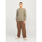 Jack & Jones Dik Yaka Fitted Kahve Erkek Kazak 12257771_JJEPERFECT KNIT CREW NECK