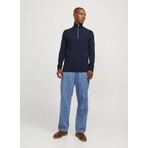Jack & Jones Dik Yaka Regular Fit Lacivert Erkek Kazak 12258473_JJPANNEL KNIT HALF ZIP AW2