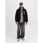 Jack & Jones Erkek Alpes Teddy Ceket Polyester Malzeme ile Regular Kalıp Siyah Renk